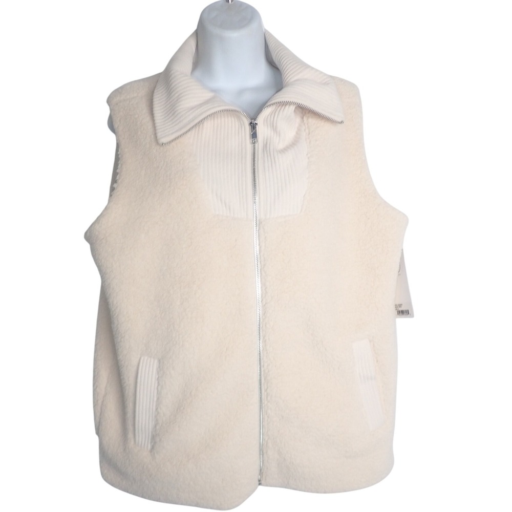 SAGE Collection Berber Fleece Vest Women M Cream Zip Outdoor‎ NEW